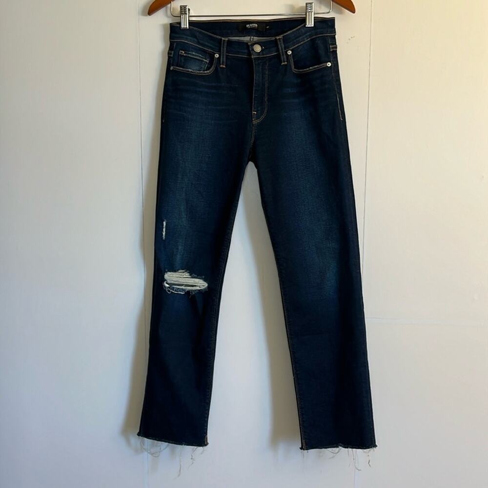 Hudson Jeans Nico Cigarette Jeans Size 27 Dark Wash Straight Leg Distressed Knee